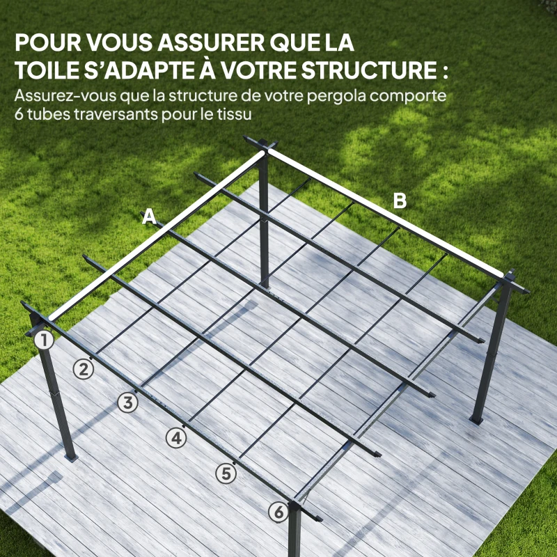 Outsunny Toile de Toit pour pergola Bâche pour Pergola rétractable de 3 x 3 m, Polyester 180g/m³, Anti-UV 30+, Gris foncé