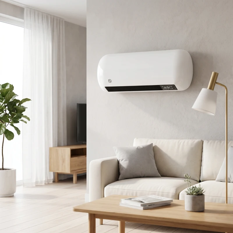 HOMCOM Wandverwarming 2000W keramische wandkachel met ventilator, 2 vermogensstanden, LED-display, thermostaat, wit
