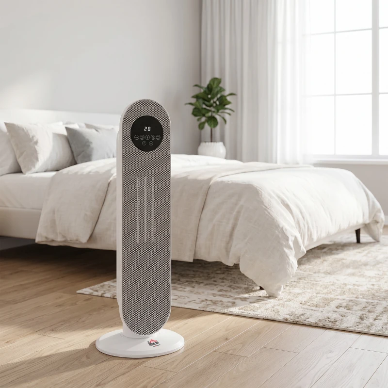 HOMCOM Verwarmingsventilator 2000W, PTC keramische elektrische verwarming met afstandsbediening, oscillatie, 12-uurs timer