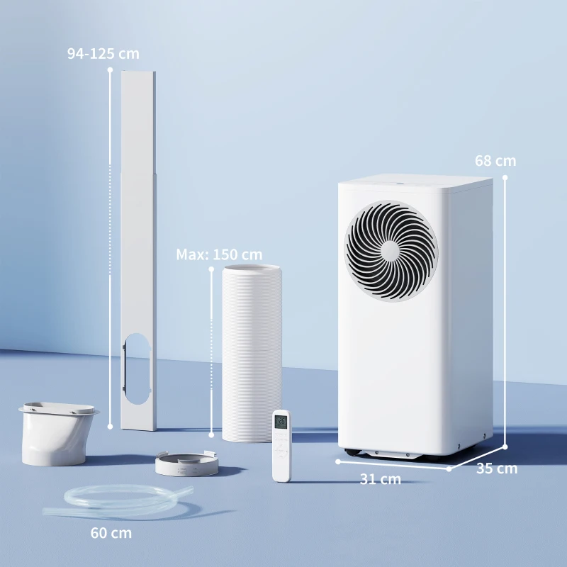 HOMCOM Mobiles Klimagerät 9000 BTU, 4-in-1 Mobile Klimaanlage mit Kühlung, 40 L/Tag Entfeuchter, Ventilator, Schlafmodus