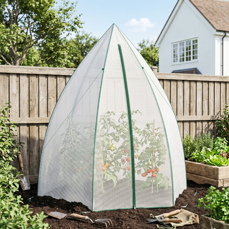 Outsunny Mini Kas Overwintertent met Roldeur Wit 160x138x180cm