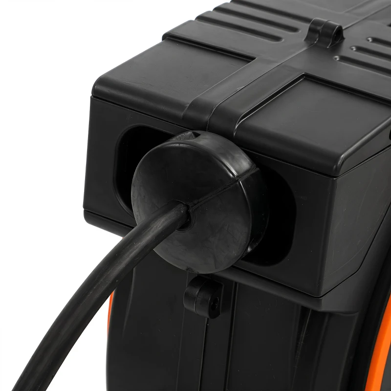 HOMCOM Auto Rewind Hose Reel, Retractable Air Hose Reel 15 m + 1.5 m, 150 Bar with 1/4" BSPT Connector, Black