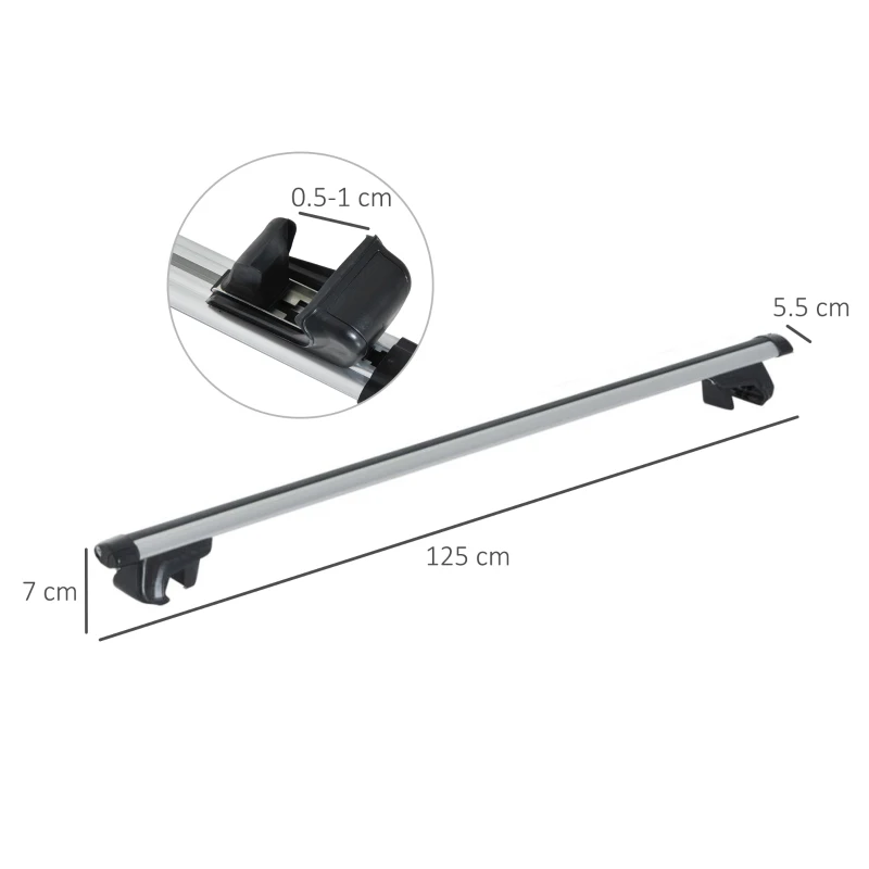 HOMCOM Barre Portapacchi per Auto con Serratura e Chiavi in Lega di Alluminio 125x5.5x7cm, Max. 50 kg