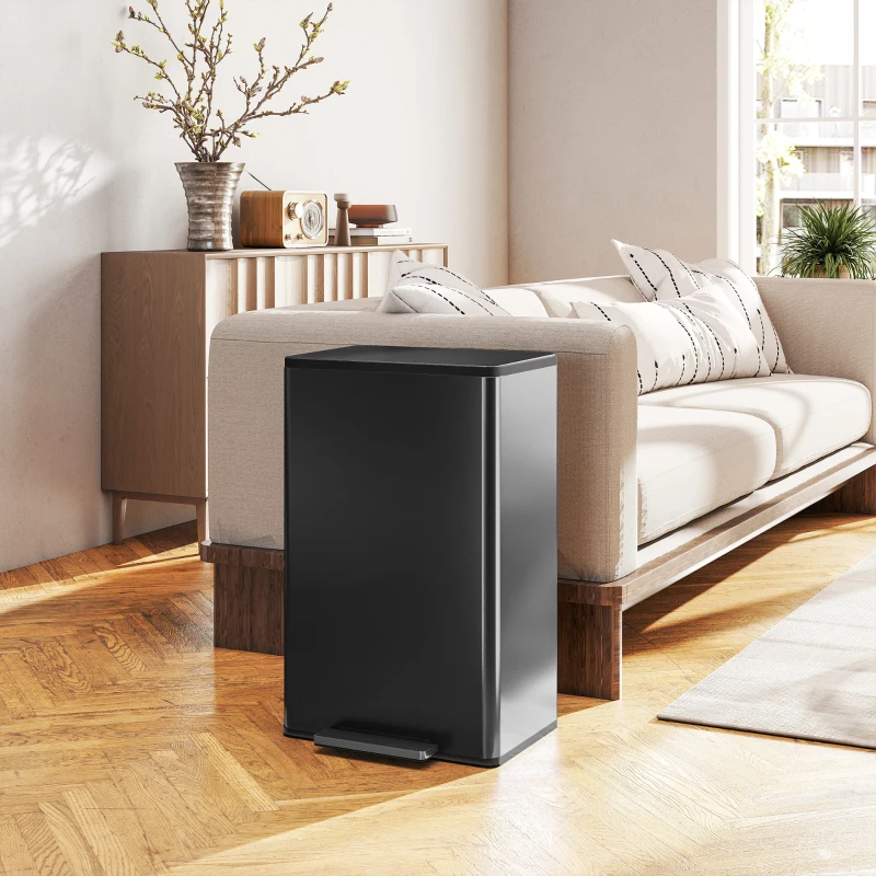 HOMCOM Keukenprullenbak 45 L Pedaalemmer met Soft-Close deksel, uitneembare binnenemmer