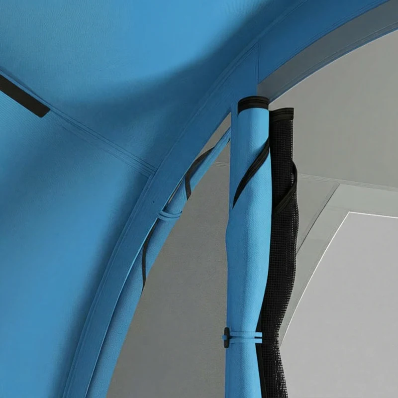 Outsunny Grande Tente Tunnel Camping 4 Personnes 3-4 Saisons Hauteur d'Homme 2 m Séjour XL 3,7 m Imperméable 3000mm Bleu