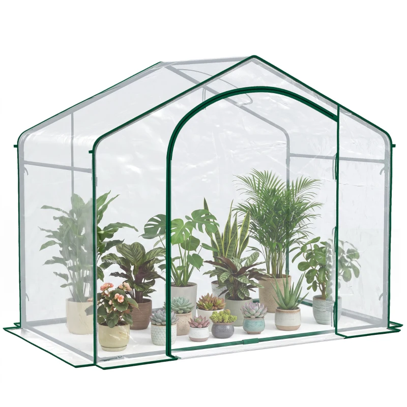Outsunny Seră de Exterior cu Intrare cu Fermoar și Aerisire Superioară, din Plastic și Oțel, 180x100x152 cm, Transparentă