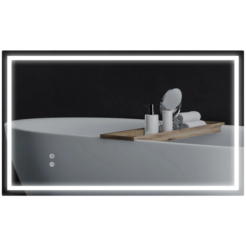 HOMCOM LED-Badezimmerspiegel, einstellbare Helligkeit, Antibeschlag-Funktion, wasserfest