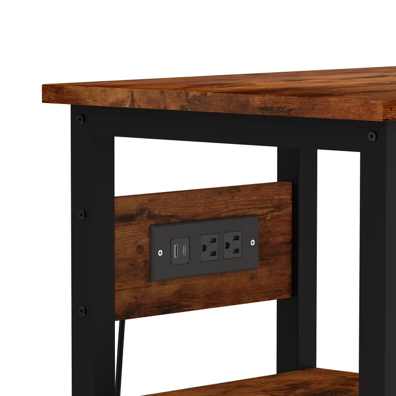 PawHut Fish Tank Stand with Power Outlets Aquarium Stand with Cabinet 20-29 Gallon Tanks Tiger Wood Grain