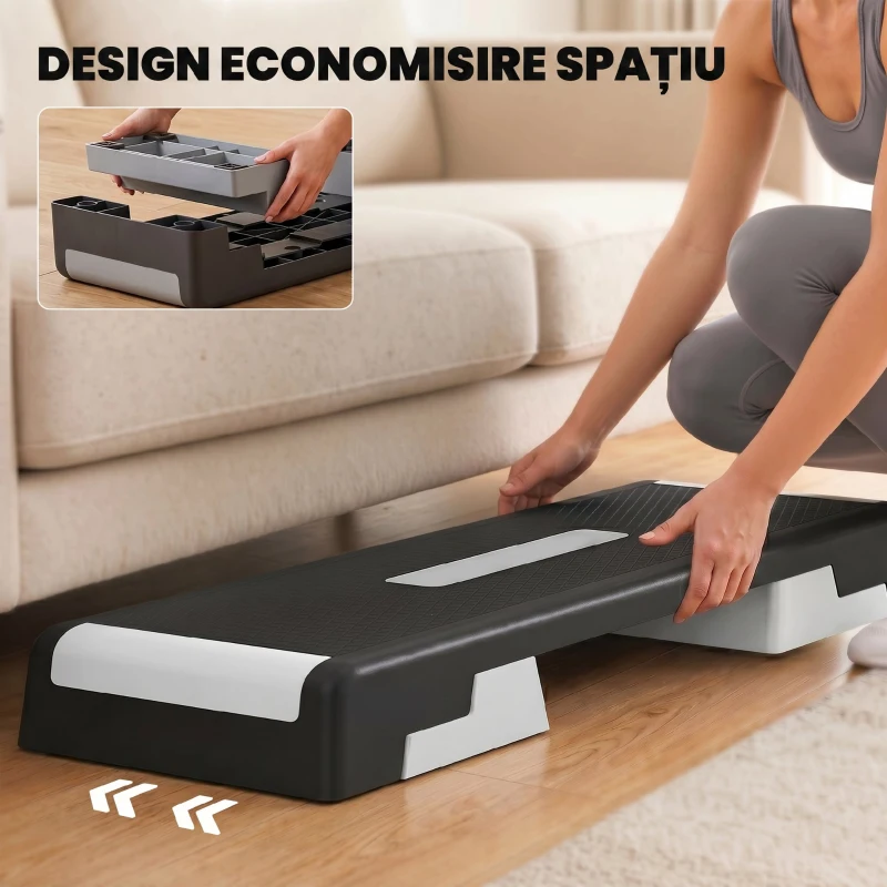 SPORTNOW Stepper Aerobic Reglabil, Înălțime 15/20/25 cm cu Suporturi