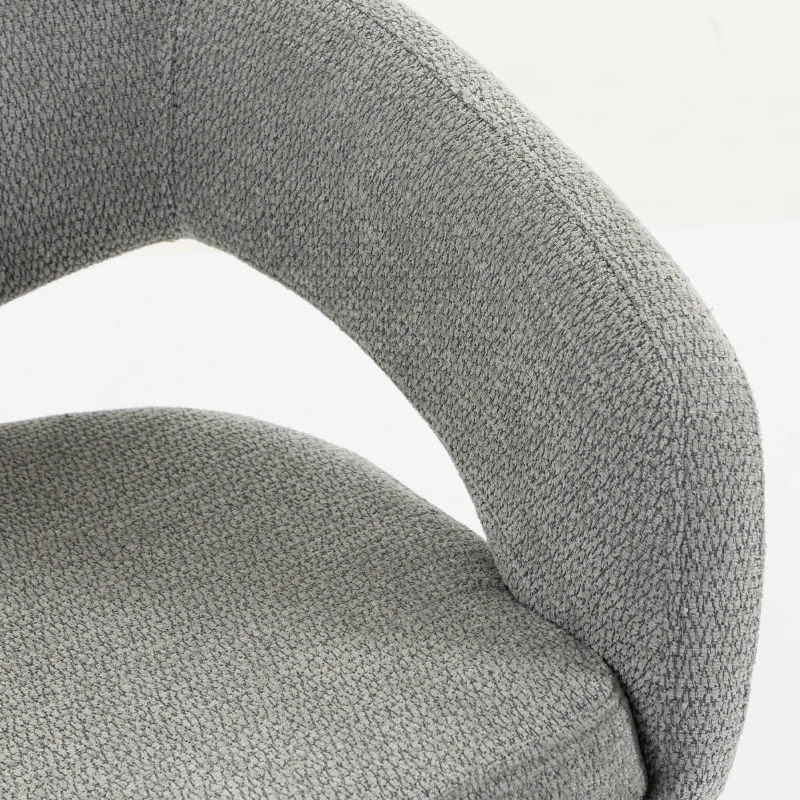 HOMCOM Cadeira de Escritório Ergonômica, Cadeira em Chenille com Altura Regulável, Encosto Curvo, Cinza