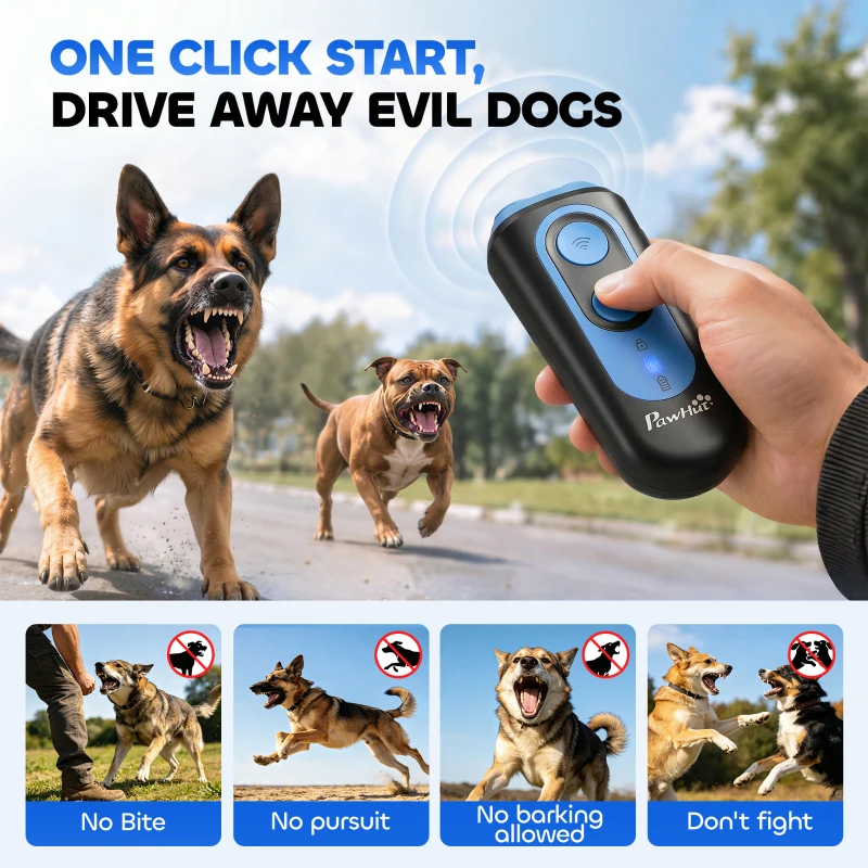 PawHut Anti Barking Device for Dogs, Ultrasonic Stop Dog Barking Device with 5 Modes & Vibration, LED Flashlight
