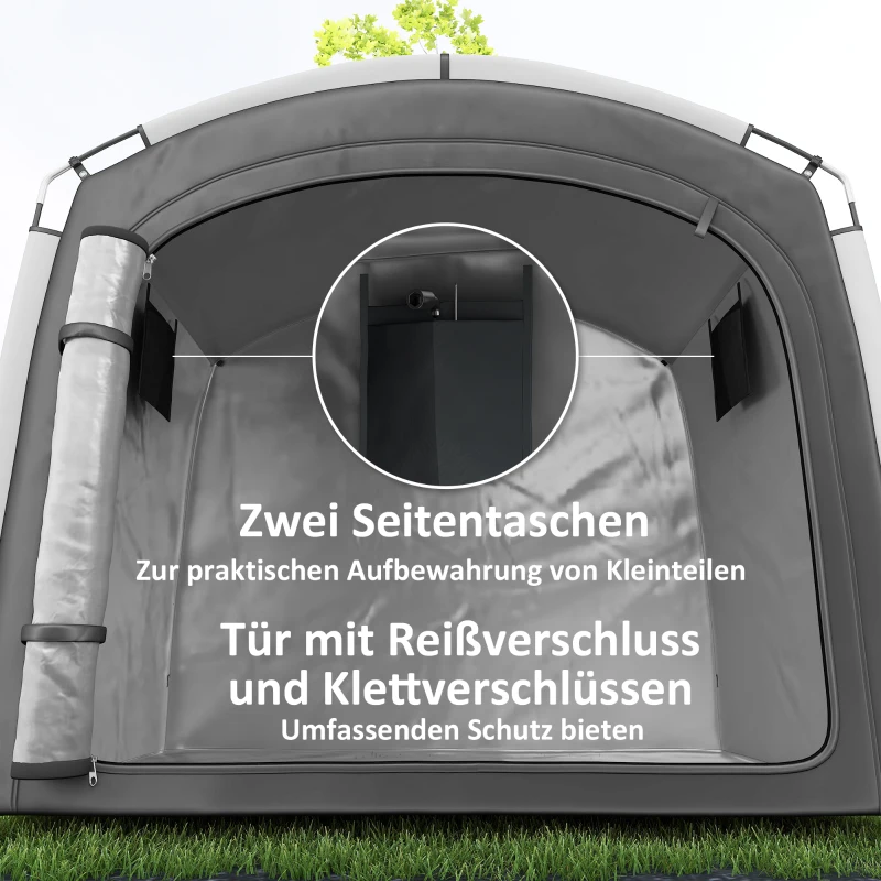 Outsunny Fietstent, opslagtent, waterdicht, UV-bescherming, voor tuin, 220x150x195 cm, donkergrijs