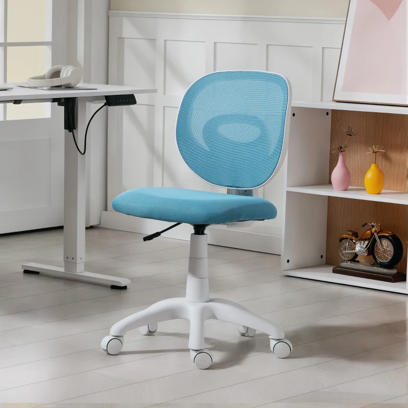 HOMCOM Bürostuhl Ergonomischer Schreibtischstuhl mit C-förmiger Rückenstütze, Höhenverstellbar Blau