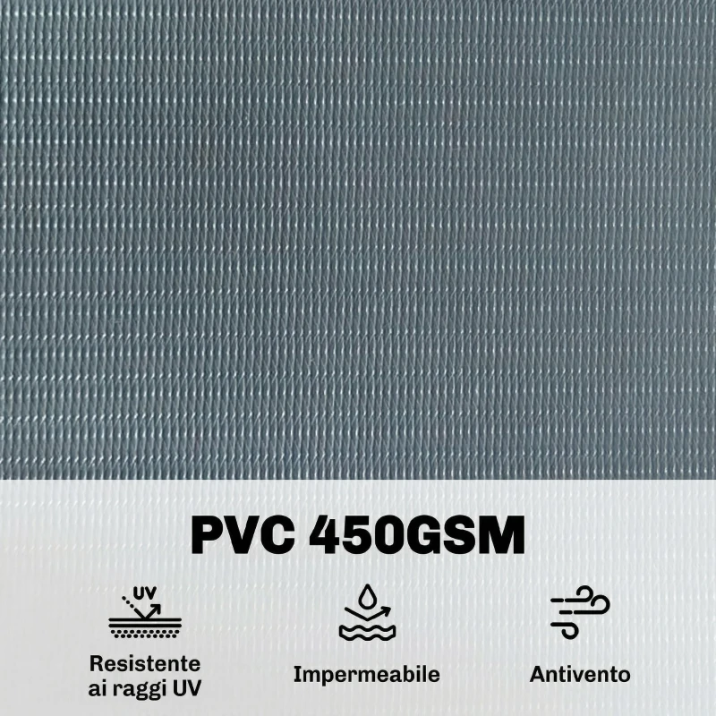 Outsunny Set 4 Pezzi Frangivista da Giardino Anti UV Impermeabile con Fermagli, in PP, 140m x 19cm, Grigio