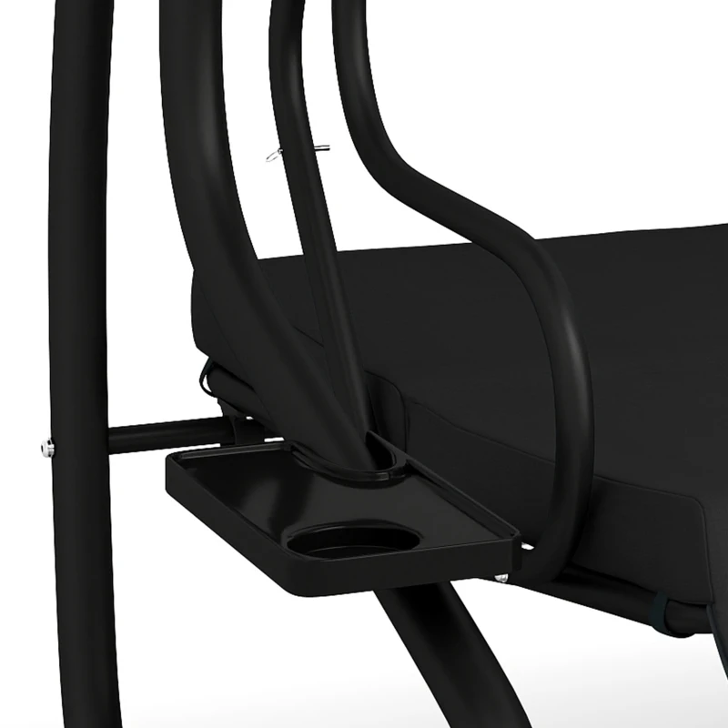 Outsunny Three-Person garden Swing Chair, with Adjustable Canopy - Black