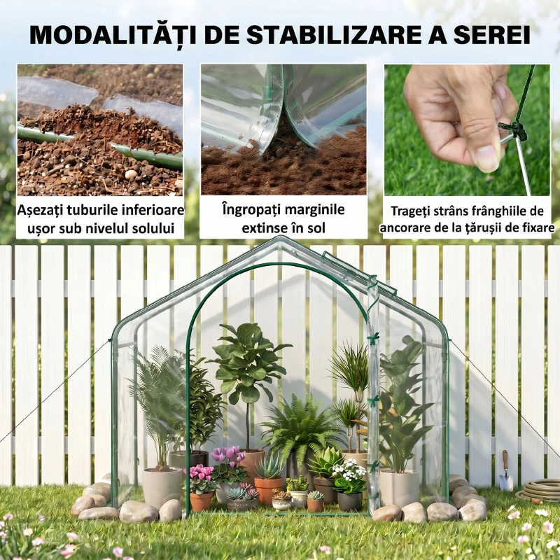 Outsunny Seră de Exterior cu Intrare cu Fermoar și Aerisire Superioară, din Plastic și Oțel, 180x100x152 cm, Transparentă