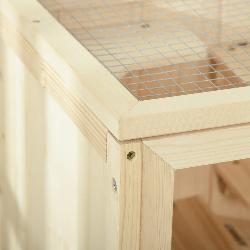 PawHut Gabbia Grande per Criceti e Roditori in Legno di Abete con Tetto Apribile 60 x 40 x 80cm