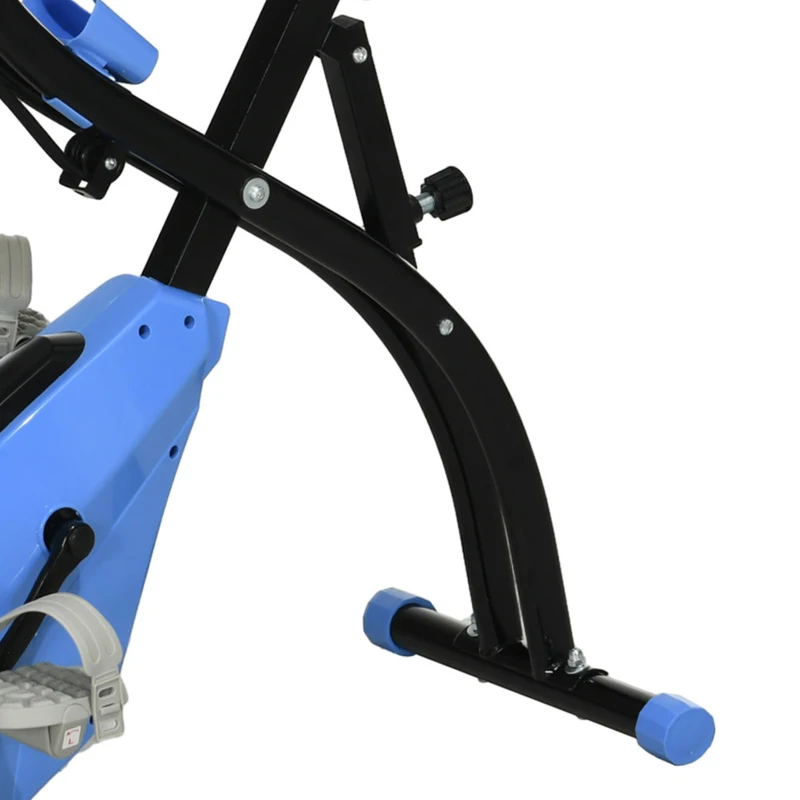 HOMCOM Hometrainer fietstrainer hometrainer LCD display opvouwbaar verstelbaar blauw+grijs(m-12)