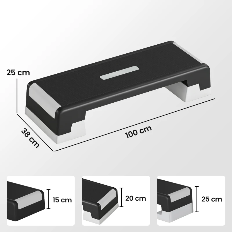 SPORTNOW Stepper Aerobic Reglabil, Înălțime 15/20/25 cm cu Suporturi
