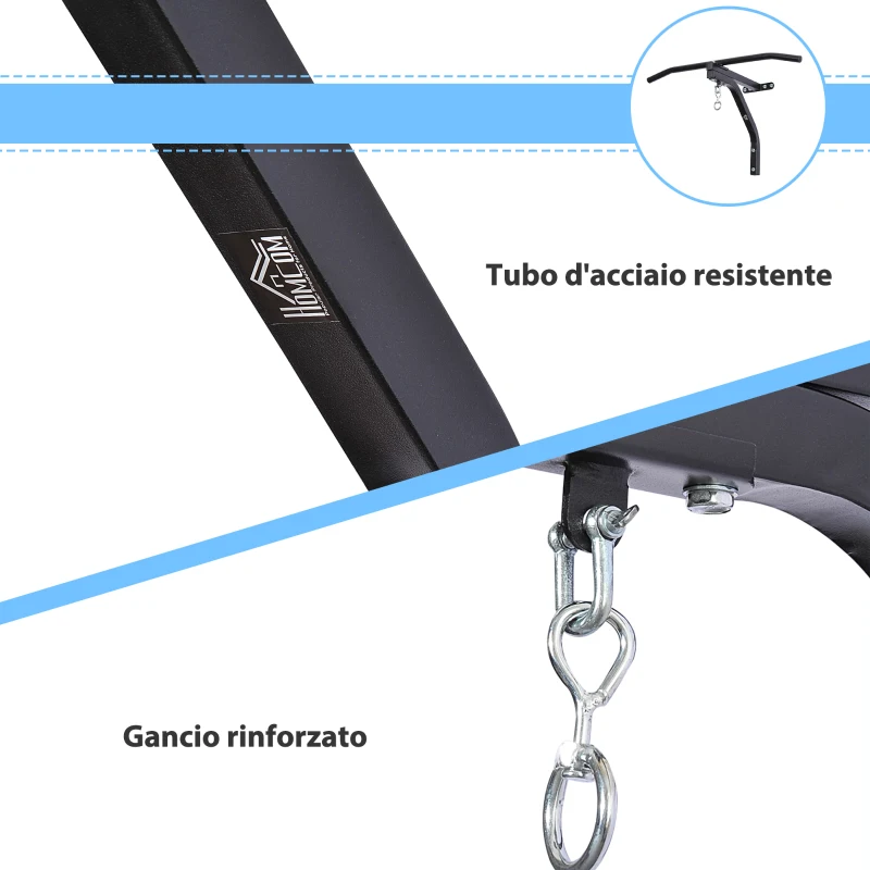 HOMCOM Staffa di supporto per sacco da boxe con barra per trazioni, 93x47x51cm, Nero