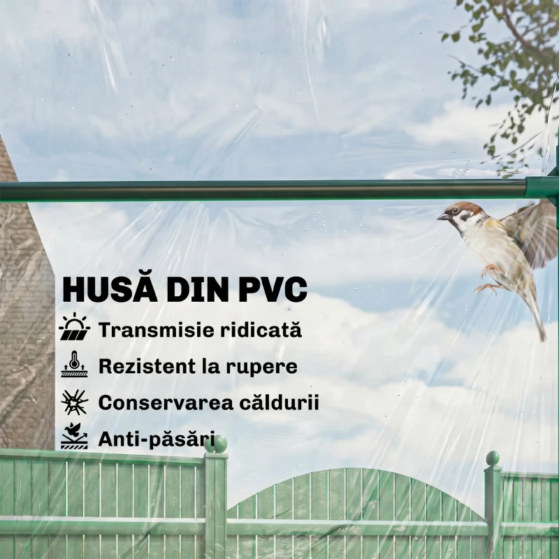 Outsunny Seră de Exterior cu Intrare cu Fermoar și Aerisire Superioară, din Plastic și Oțel, 180x100x152 cm, Transparentă