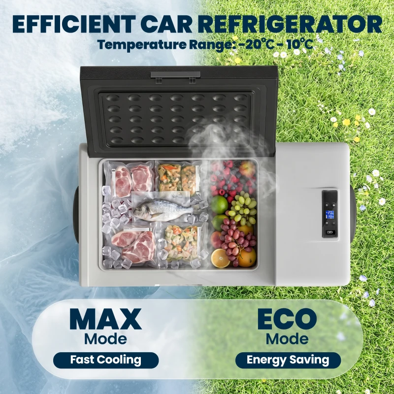 Outsunny 16L Portable Car Fridge, -20℃ to 10℃ Adjustable Temperature - Black/Grey