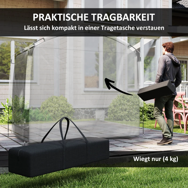 Outsunny Fietstent, opslagtent, waterdicht, UV-bescherming, voor tuin, 220x150x195 cm, donkergrijs