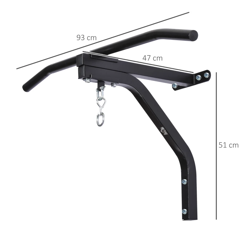HOMCOM Staffa di supporto per sacco da boxe con barra per trazioni, 93x47x51cm, Nero