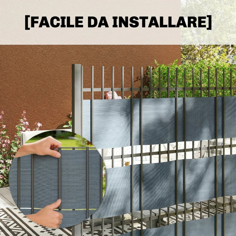 Outsunny Set 4 Pezzi Frangivista da Giardino Anti UV Impermeabile con Fermagli, in PP, 140m x 19cm, Grigio
