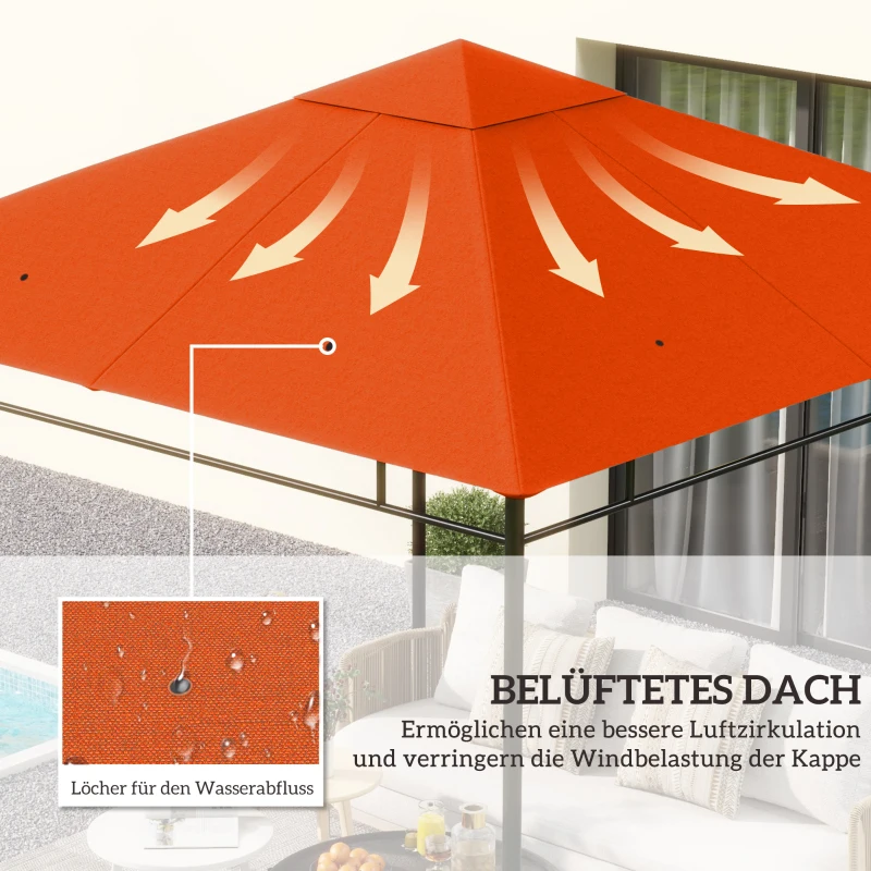 Outsunny Ersatzdach für Gartenpavillon, Polyester, 2,98 x 2,98 m, Orange