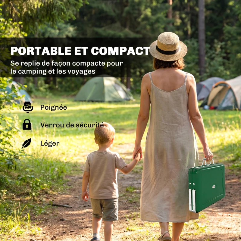 Outsunny Barbecue au charbon bois pliable, barbecue portable, poignée et pieds repliables, pour jardin, terrasse, camping, vert