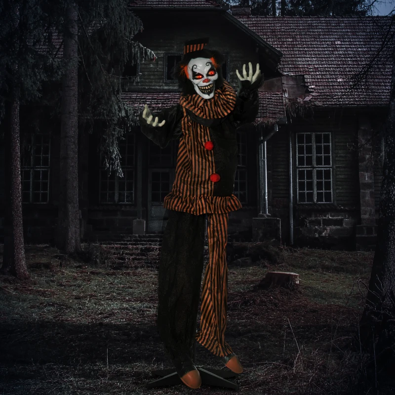 Outsunny Halloween clown grote indoor decoratie met speciale effecten en geluid multicolor
