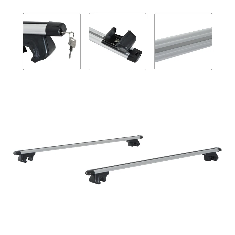 HOMCOM Barre Portapacchi per Auto con Serratura e Chiavi in Lega di Alluminio 125x5.5x7cm, Max. 50 kg