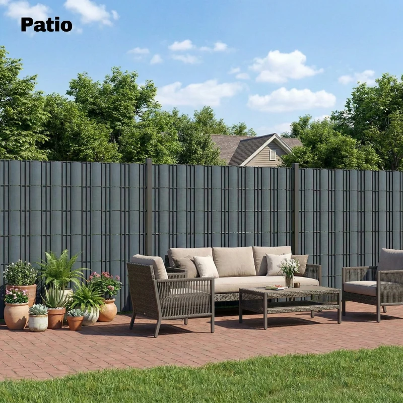 Outsunny Set 4 Pezzi Frangivista da Giardino Anti UV Impermeabile con Fermagli, in PP, 140m x 19cm, Grigio