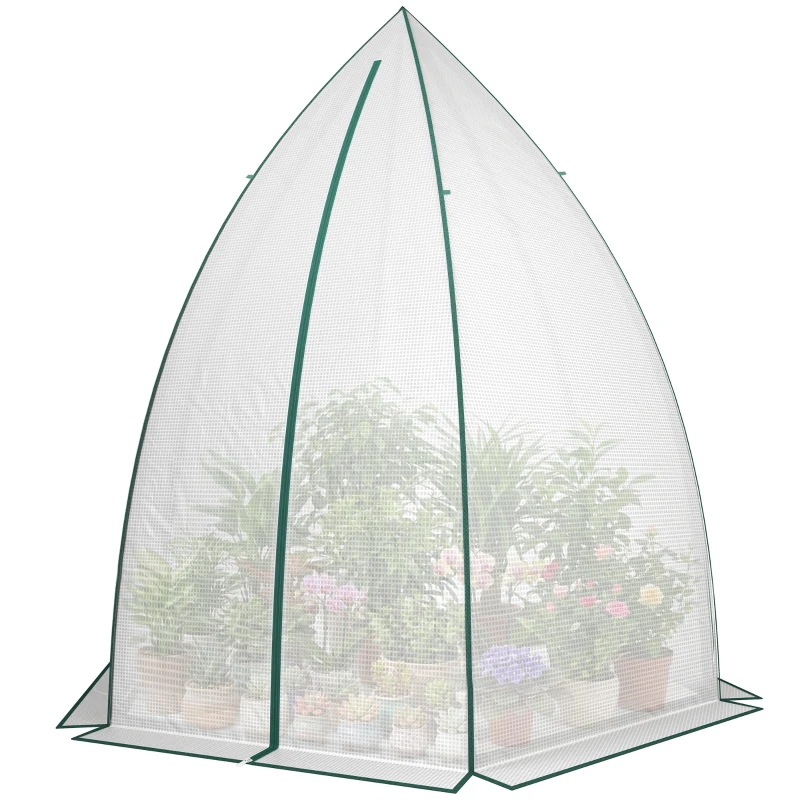 Outsunny Mini Kas Overwintertent met Roldeur Wit 160x138x180cm
