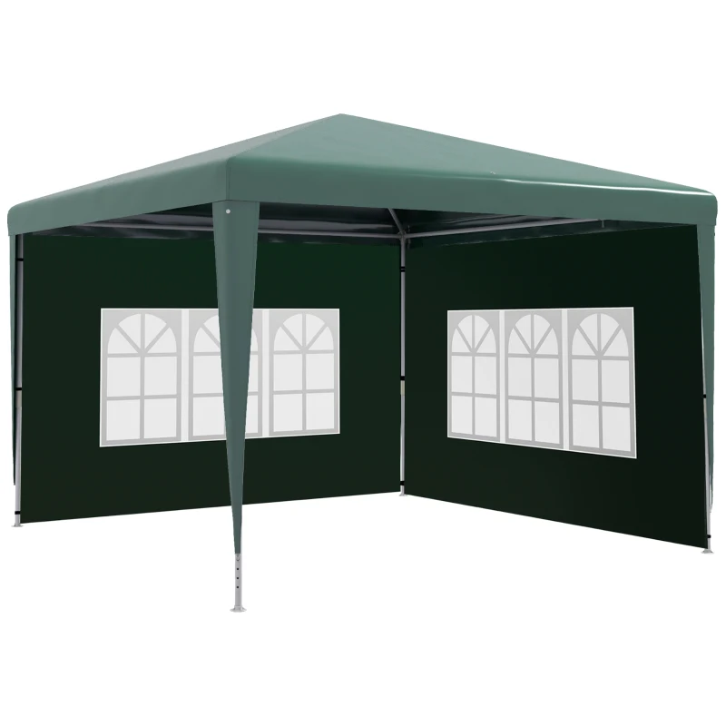 Outsunny Conjunto de 1 Carpa de Jardín 3x3 m Anti-UV Impermeable y 2 Paredes Laterales 3x2 m para Carpa 3x3 m y 3x6 m Verde