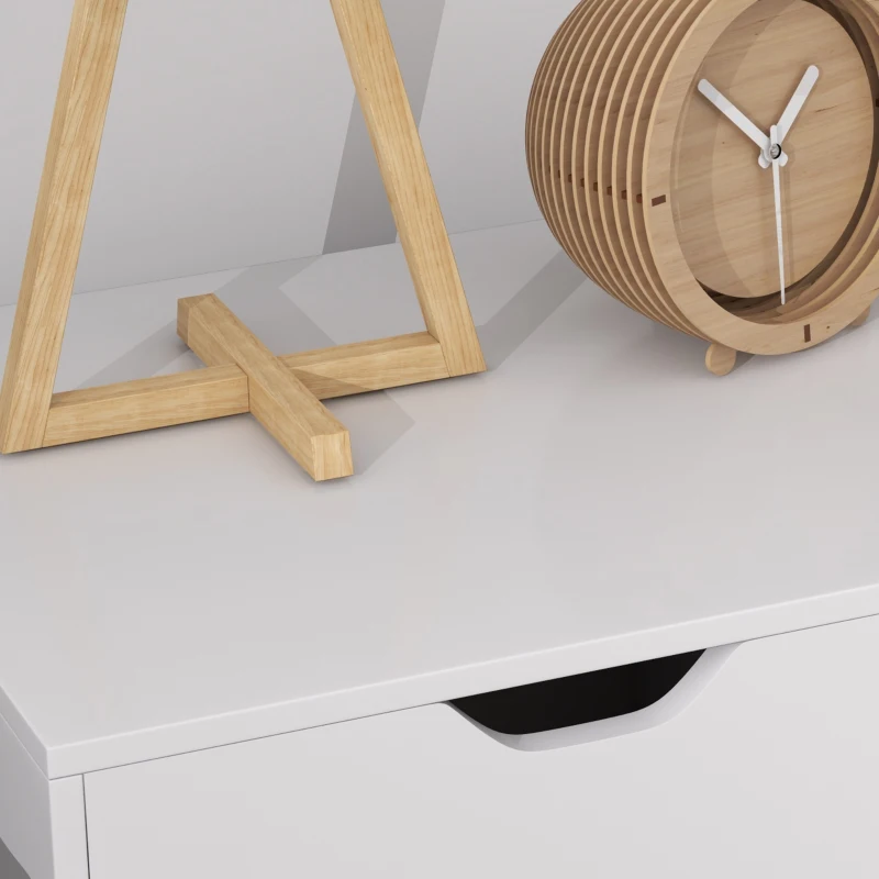 HOMCOM Gaveteiro de Escritório com Rodas, 5 Gavetas, Prateleira Ajustável e Suporte para Impressora, 78x40x66,5 cm, Branco