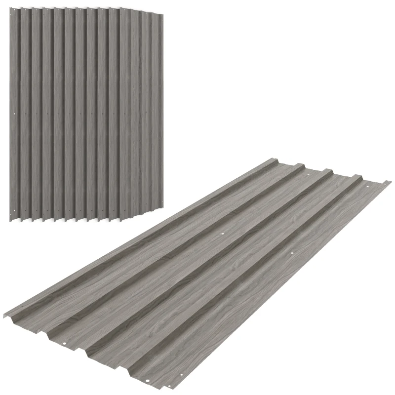 Outsunny Set 12 Panouri de Schimb 129x45 cm pentru Căsuțe de Grădină din Oțel Galvanizat Gri