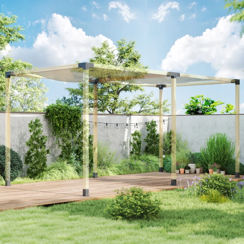 Outsunny 12PCS Pergola Kit, Pergola Brackets with 3-Way & 4-Way Corner Brackets for 9.6 x 9.6 cm (Actual 9.2 x 9.2 cm) Lumber