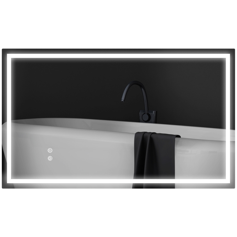 HOMCOM LED-Badezimmerspiegel, einstellbare Helligkeit, Antibeschlag-Funktion, wasserfest