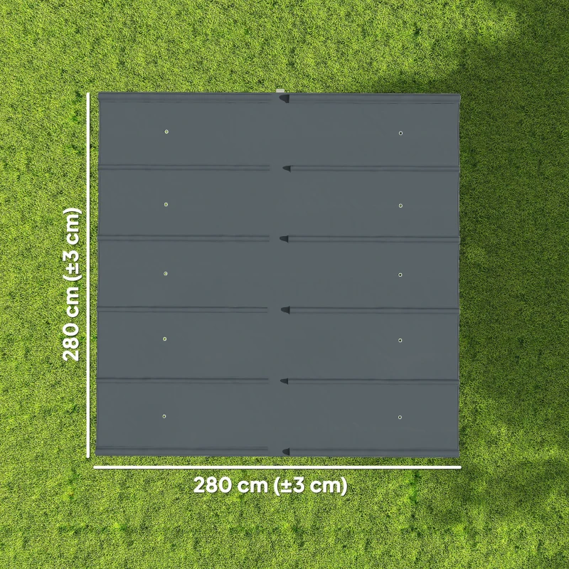 Outsunny Toile de Toit pour pergola Bâche pour Pergola rétractable de 3 x 3 m, Polyester 180g/m³, Anti-UV 30+, Gris foncé