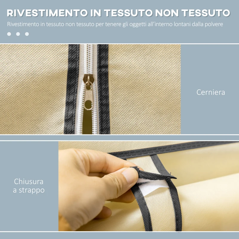 HOMCOM Armadio Portatile Armadio Guardaroba Salvaspazio, 103x43x162.5cm, Crema