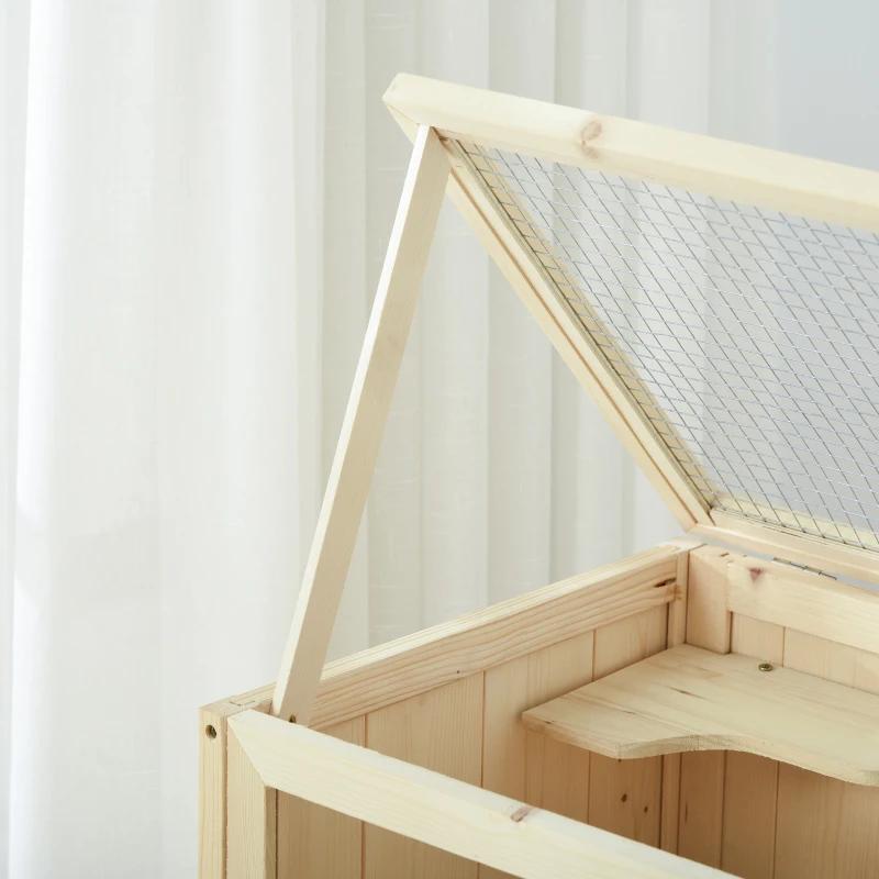 PawHut Gabbia Grande per Criceti e Roditori in Legno di Abete con Tetto Apribile 60 x 40 x 80cm