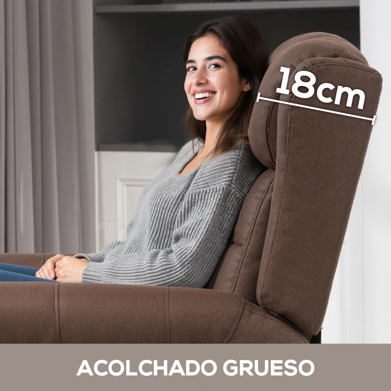 HOMCOM Sillón Relax Reclinable Manual hasta 155º Apertura Push con Reposapiés Respaldo Alto Acolchado Grueso Marrón