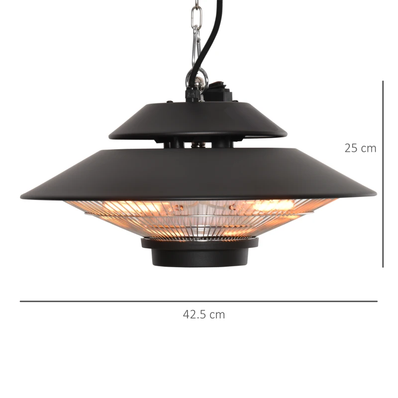 Outsunny 1500W Electric Patio Heater Aluminium Ceiling Mounted Heater with Infrared Remote Control for Indoor and Outdoor Use, Black