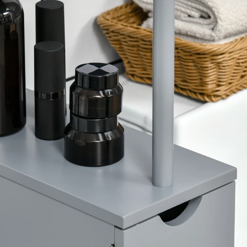 HOMCOM Mobile Colonna Bagno con Ripiani Aperti e Cassetti, in Legno, 15x33x136.8 cm, Grigio