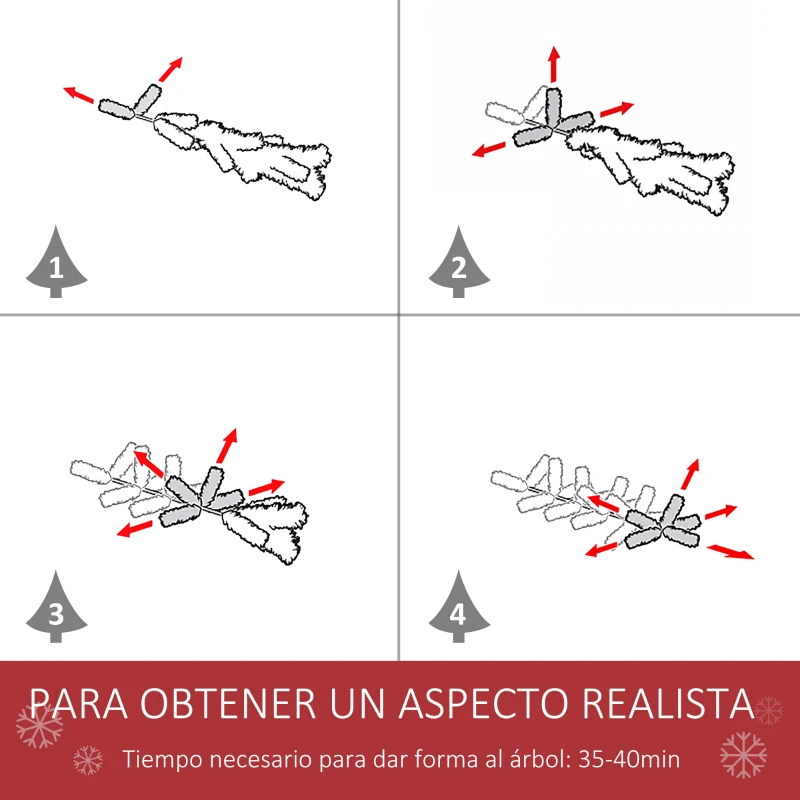 HOMCOM Árbol de Navidad Artificial 240 cm con 1499 Ramas con 2 Tipos de Puntas Decoración Navideña de Interior Verde