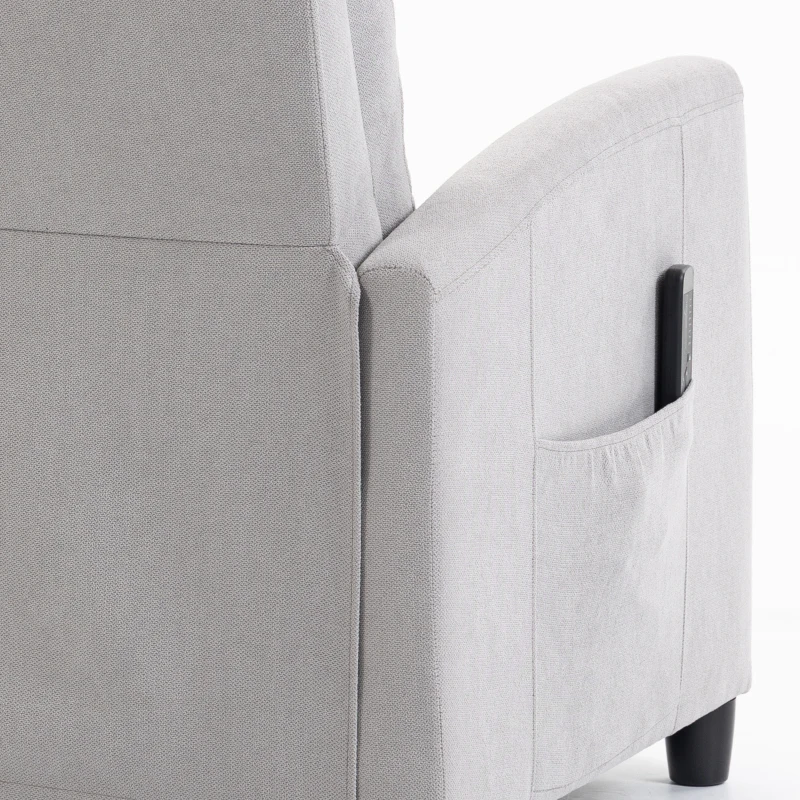 HOMCOM Fauteuil de massage inclinable fauteuil de relaxation en chenille avec repose-pieds poche latérale télécommande gris