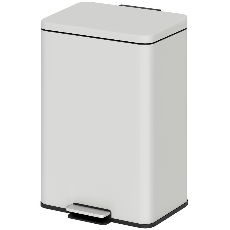 HOMCOM Cubo de Basura de Cocina 20 L en Metal con Pedal Tapa de Cierre Suave Crema