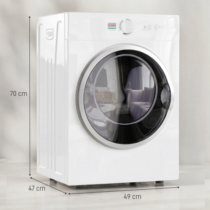 HOMCOM Mini-Tragbarer Trockner 4.8kg 1020W PTC-Heizung, Timer, Weiß